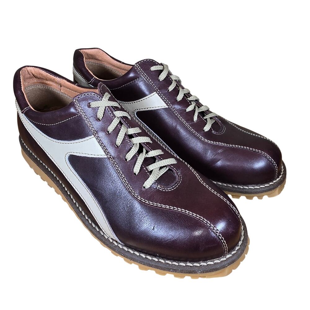 Kenneth Cole Reaction Strike Shoes Mens 9 Brown Tan Leather Made in Italy Worn1x